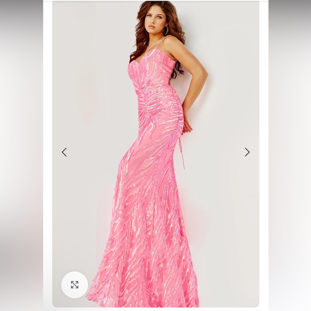 Jovani Neon Pink Sequin Dress Size 6